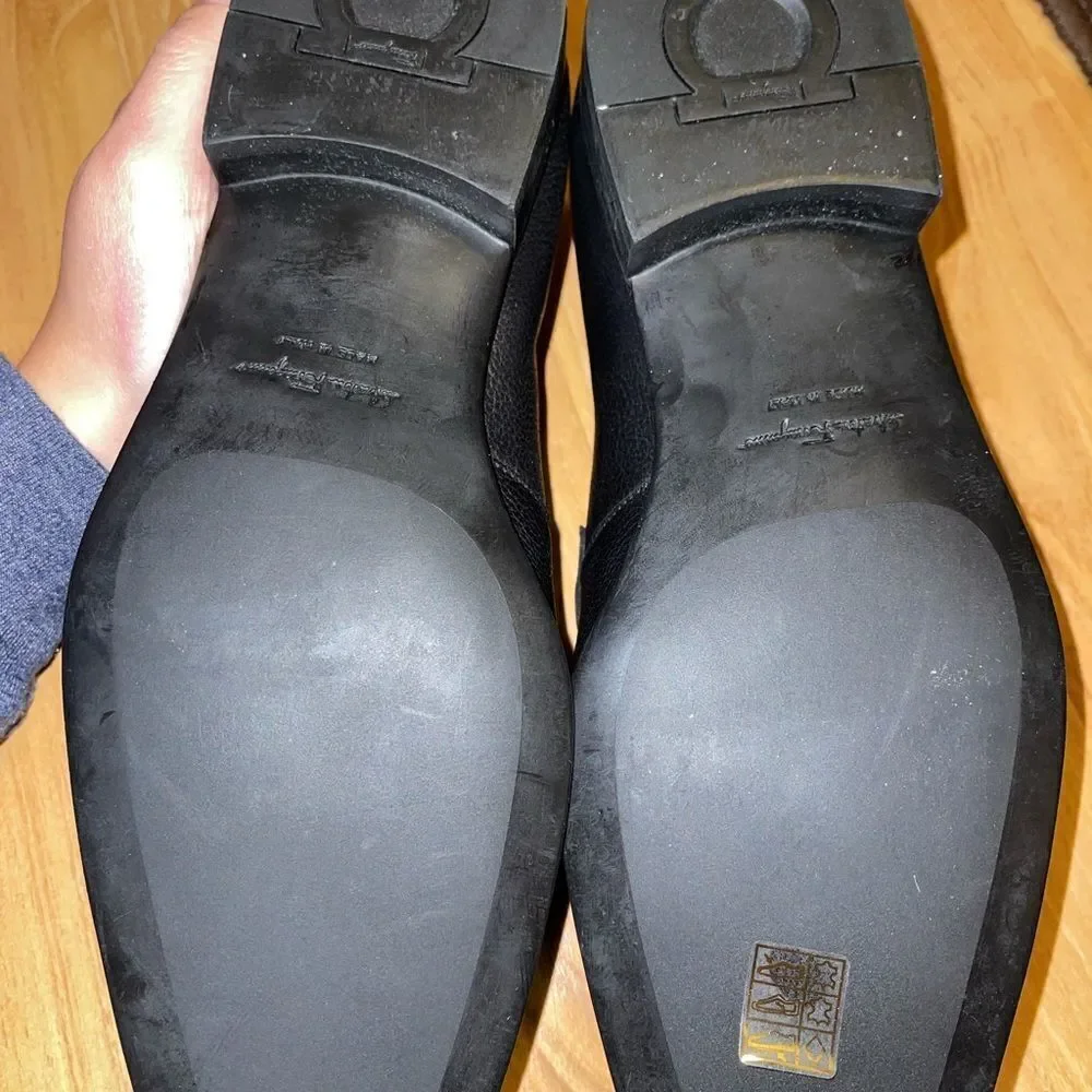 Mens Black Leather FERRAGAMO Loafers Mens Black Leather FERRAGAMO Loafers